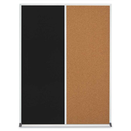 United Visual Products Double Door Radius Plus Corkboard, 48"X UV8003PLUS-WHITE-DRKSPR